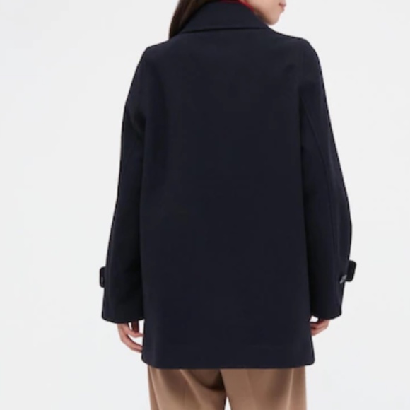 NWT Uniqlo Women Oversized Wool blend Brushed Short Coat Jacket Navy Size S - Picture 9 of 11